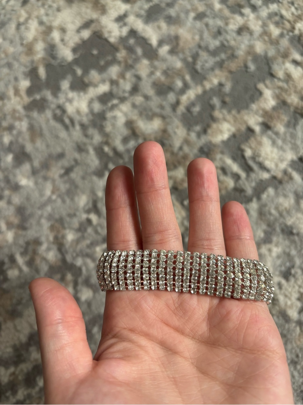 Vintage Silver Crystal Bracelet - Glittering Tennis Style - Picture 5 of 8